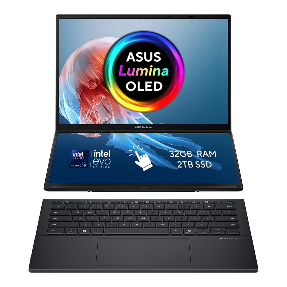 ASUS Zenbook Duo UX8406CA 14" Touch 2-in-1 3K Ultra 9 285H 32GB 2TB SSD Wi-Fi 7 Win 11 Home Grey