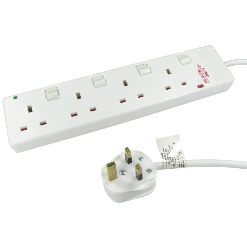 Cables Direct RB-02-4GANGSWD 4 Gang Surge Protector White 2m