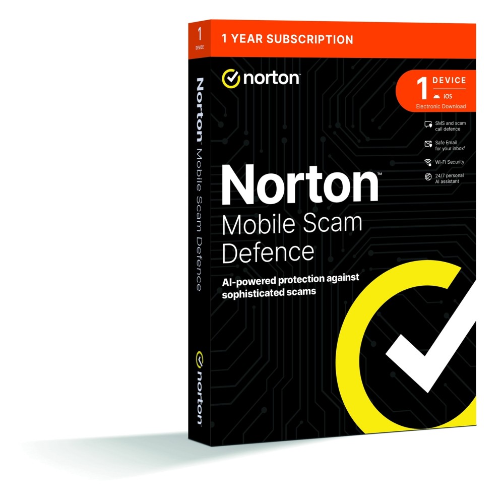 Norton Mobile Scam Defence 1 Device 1 Year, AI-Powered Email/Text/Calls/Web Protection, iOS & Android