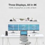 Plugable 4K USB-C Docking Station Triple Monitor, 100W PD, Thunderbolt 3/4, HDMI & DisplayPort, Windows/Mac