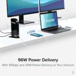Plugable 4K USB-C Docking Station Triple Monitor, 100W PD, Thunderbolt 3/4, HDMI & DisplayPort, Windows/Mac