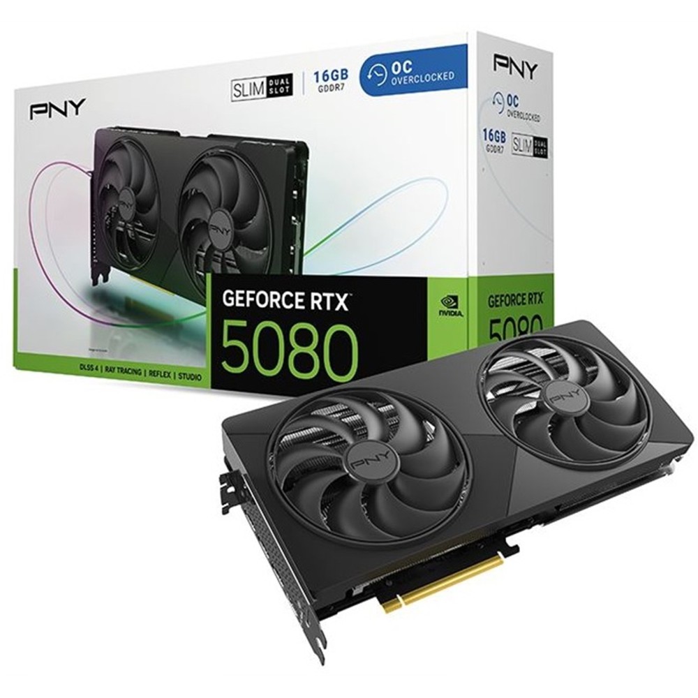 PNY NVIDIA GeForce RTX 5080 SLIM OC 16GB, 2295 MHz, 3xDP/1xHDMI