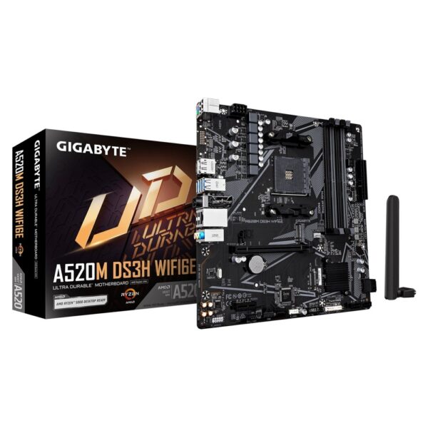 Gigabyte A520M DS3H WIFI6E AM4 mATX Motherboard, 4xDDR4, Wi-Fi 6E