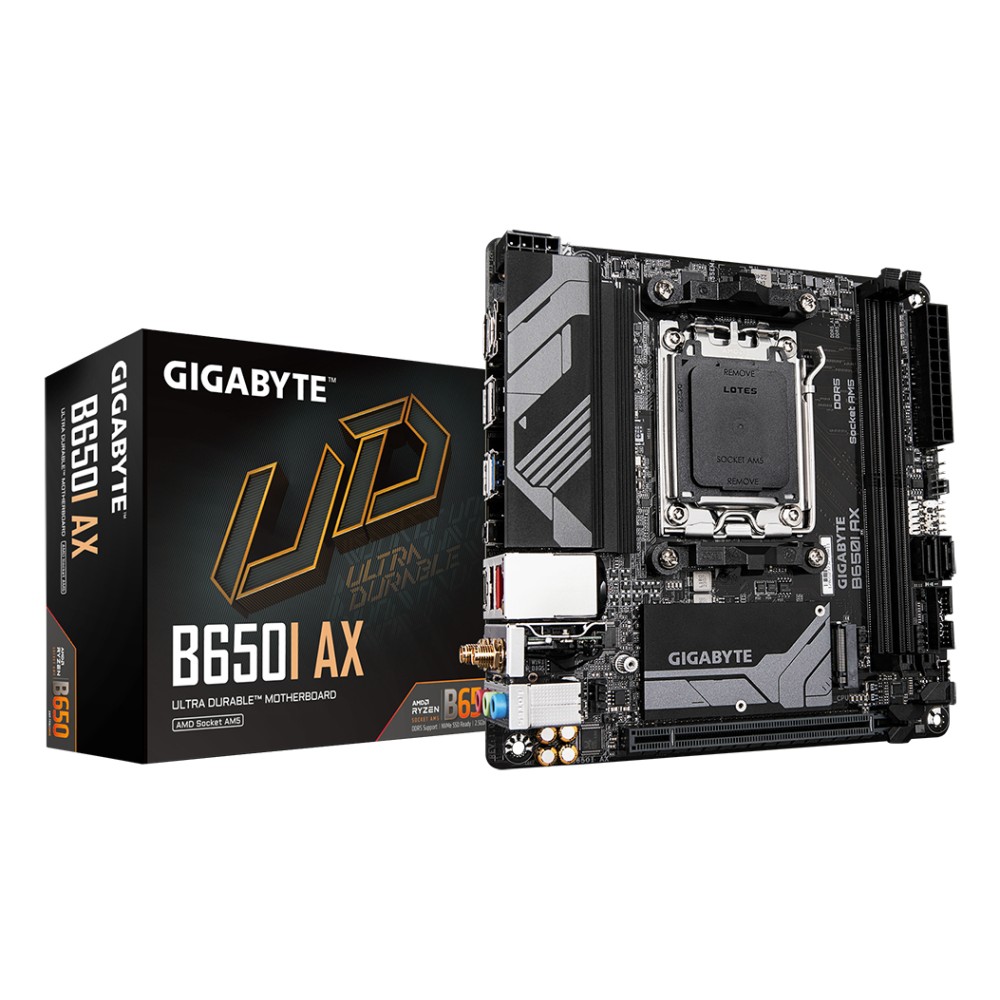 GIGABYTE B650I AX Motherboard - AM5, B650, DDR5, mITX, Wi-Fi 6E GIGABYTE B650I AX Motherboard - AM5, B650, DDR5, mITX, Wi-Fi 6E