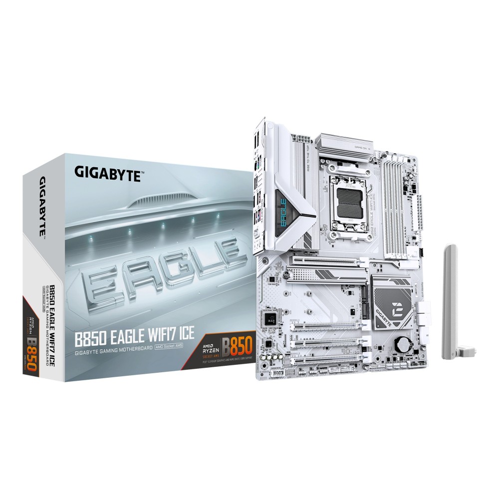 GIGABYTE B850 EAGLE WIFI7 ICE Motherboard - AM5, DDR5, PCIe 5.0 GIGABYTE B850 EAGLE WIFI7 ICE Motherboard - AM5, DDR5, PCIe 5.0