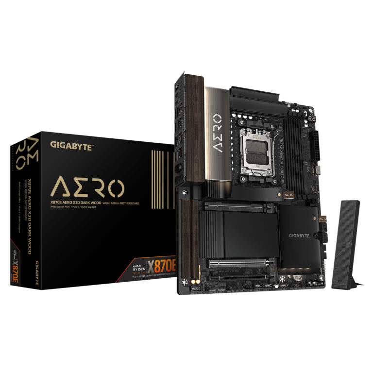 Gigabyte X870E AERO X3D DARK WOOD AM5 ATX Motherboard, DDR5, Wi-Fi 7