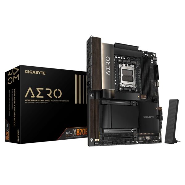 Gigabyte X870E AERO X3D DARK WOOD AM5 ATX Motherboard, DDR5, Wi-Fi 7