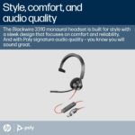 HP Poly Blackwire 3310 Monaural USB-C Headset + USB-C/A Adapter, Teams Certified