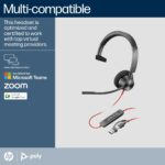 HP Poly Blackwire 3310 Monaural USB-C Headset + USB-C/A Adapter, Teams Certified