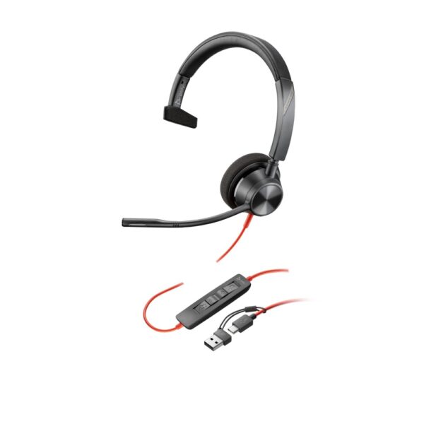 HP Poly Blackwire 3310 Monaural USB-C Headset with Adapter