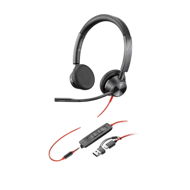 HP Poly Blackwire 3325 Stereo Headset USB-C + 3.5mm + Adapter