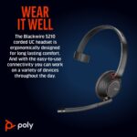 HP Poly Blackwire 5210 Monaural USB-C Headset +3.5mm Adapter