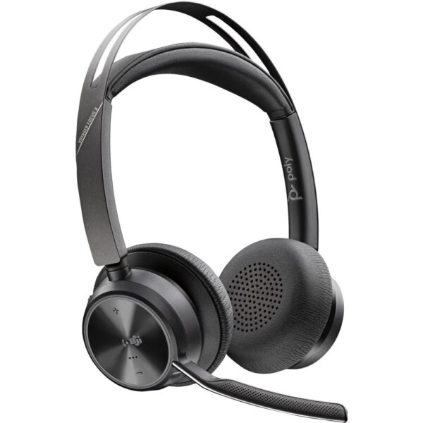 HP Poly Voyager Focus 2 Bluetooth Headset - On-Ear - ANC - USB-C/USB-A Adapter - Black