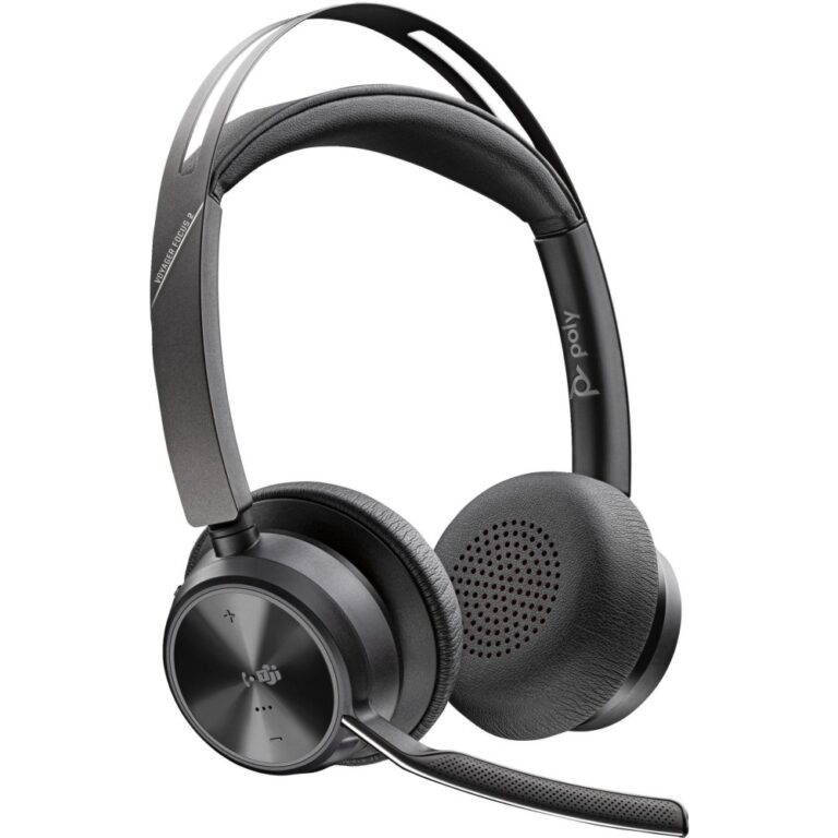 HP Poly Voyager Focus 2 Bluetooth Headset - On-Ear - ANC - USB-C/USB-A Adapter - Black