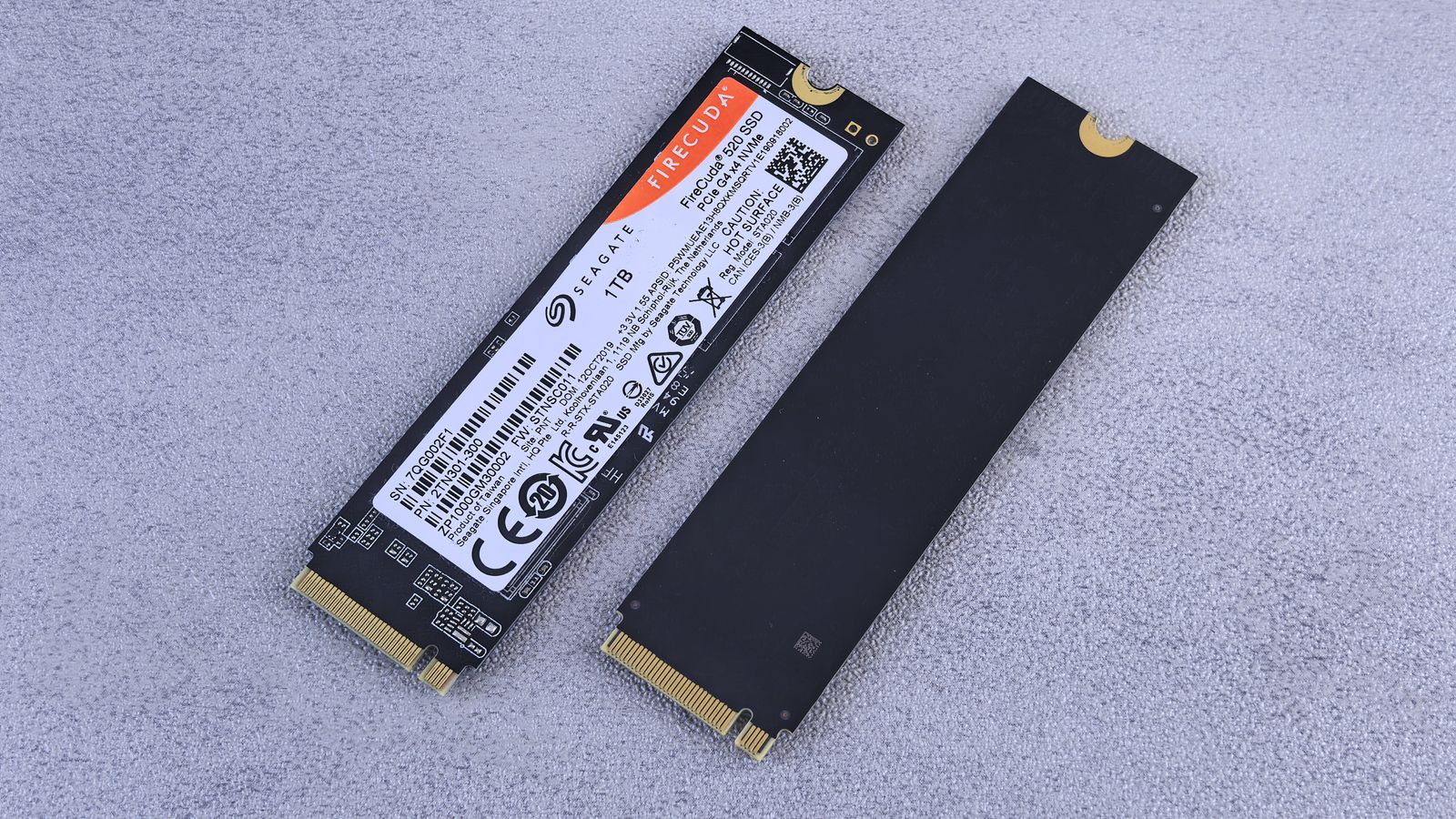 Two M.2 NVMe solid state drives compared side by side
