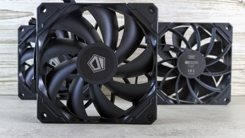 Three black PC case cooling fans