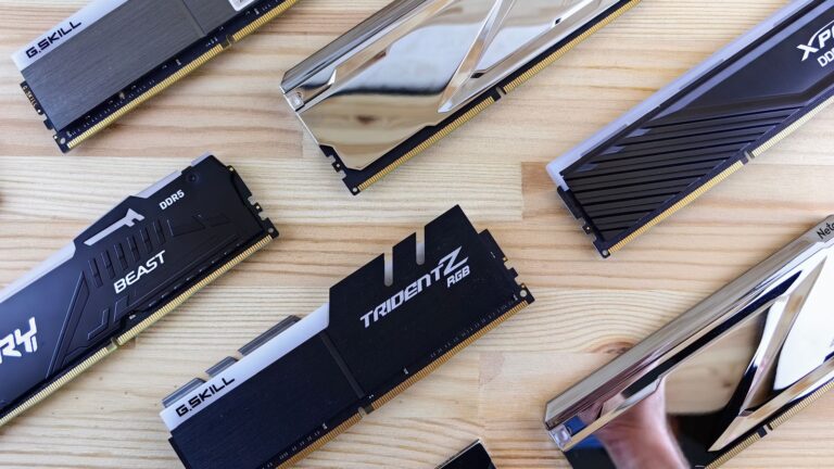 A selection of DDR5 memory kits from different brands