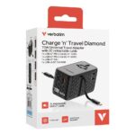 Verbatim Charge 'n' Travel 70W 2C Black Universal Travel Adapter