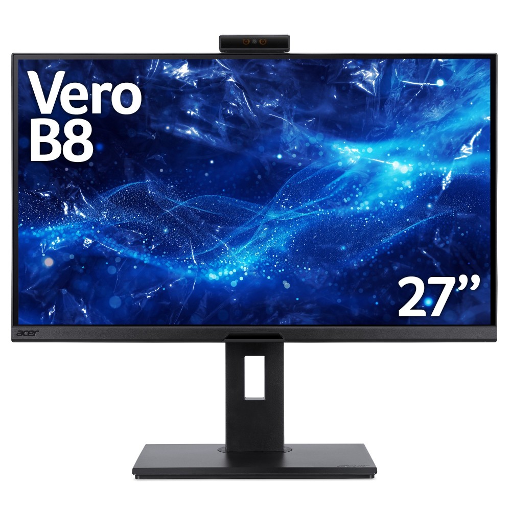 Acer B8 Vero B278UE 27" Quad HD IPS 100Hz 4ms Monitor with 5MP Webcam & USB Hub, Black