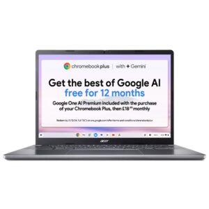Acer Chromebook Plus 514 14" WUXGA Laptop - AMD Ryzen 5 7520C, 8GB RAM, 256GB NVMe SSD, ChromeOS, Iron