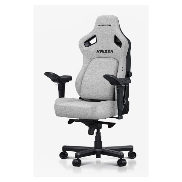 Anda Seat Kaiser 4 Series Gaming Chair with Padded Fabric Seat, 5D Armrests, Lumbar & Head Pillow - Black/Grey