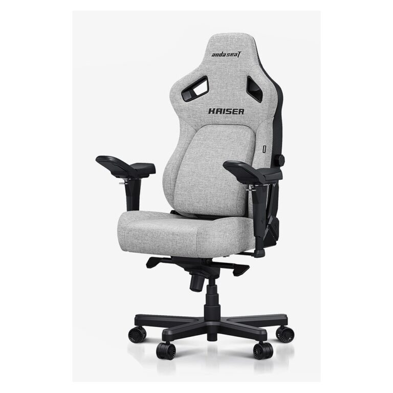 Anda Seat Kaiser 4 Series Gaming Chair with Padded Fabric Seat, 5D Armrests, Lumbar & Head Pillow - Black/Grey