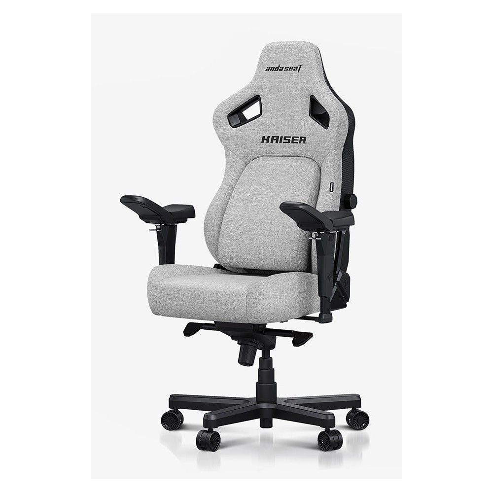 Anda Seat Kaiser 4 Series Gaming Chair with Padded Fabric Seat, 5D Armrests, Lumbar & Head Pillow - Black/Grey