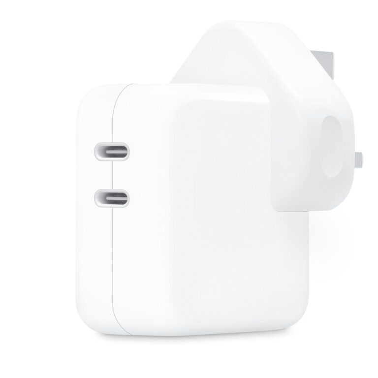 Apple 35W Dual USB-C Port Power Adapter for iPhone, iPad, MacBook Air, Watch, AirPods - White