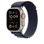 Apple 49mm Navy Alpine Loop - Large - Natural Titanium