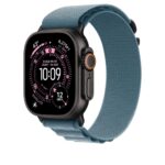 Apple Alpine Loop Smartwatch Band for 44mm, 45mm, 46mm, and 49mm Watches, Medium, Blue Titanium