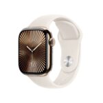 Apple Watch S10 GPS+Cellular 42mm Gold Titanium Starlight Sport Band S/M