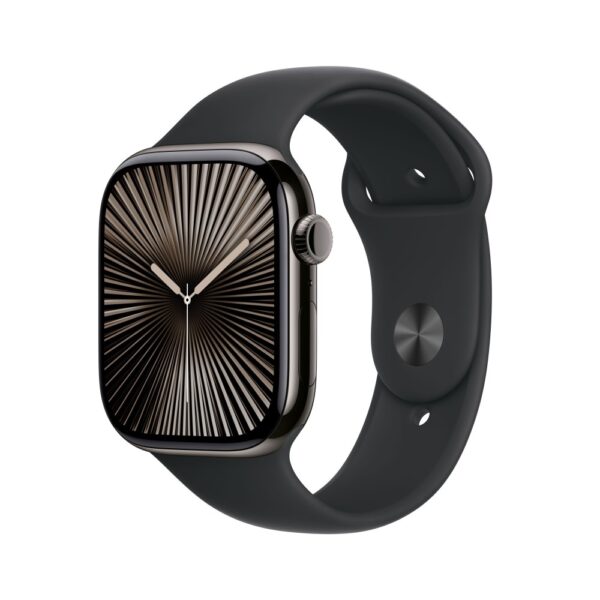 Apple Watch Series 10 GPS + Cellular 46mm Slate Titanium Case Black Sport Band M/L