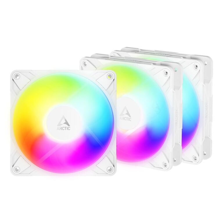 ARCTIC Freezer P12 Pro Reverse A-RGB 120mm PWM Fan 3-Pack White - 73 CFM, 4.5 mmH2O