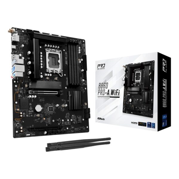 ASRock B860 Pro-A WiFi ATX Motherboard, LGA 1851, Intel B860, DDR5, Wi-Fi 6E