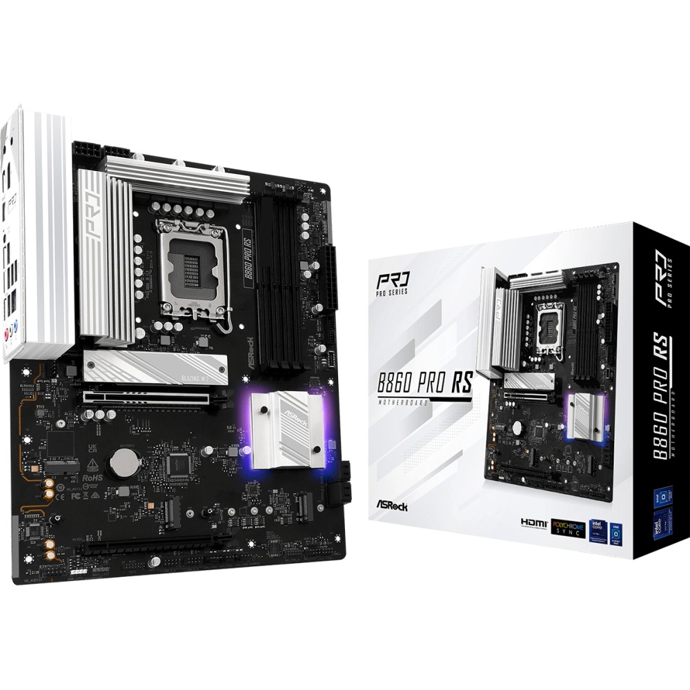 ASRock B860 Pro RS ATX Motherboard, LGA 1851, Intel B860, DDR5 ASRock B860 Pro RS ATX Motherboard, LGA 1851, Intel B860, DDR5