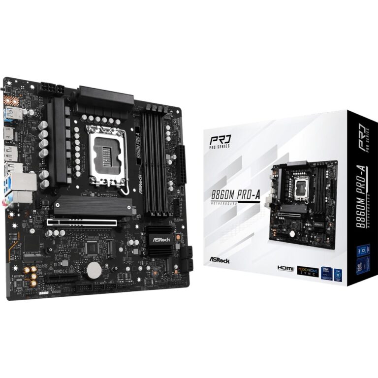 ASRock B860M Pro-A Micro-ATX Motherboard, LGA 1851, Intel B860, DDR5, Black