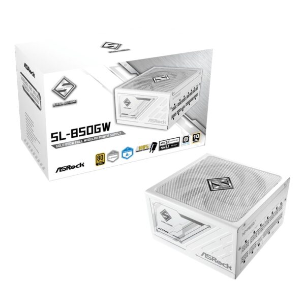 ASRock SL-850GW Steel Legend 850W 80 PLUS Gold Fully Modular ATX Power Supply White