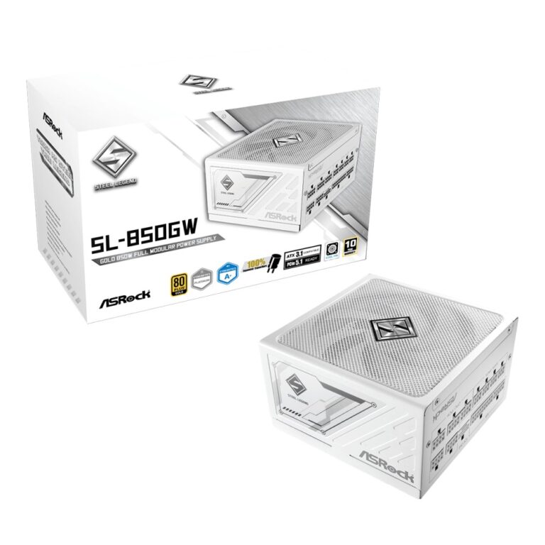 ASRock SL-850GW Steel Legend 850W 80 PLUS Gold Fully Modular ATX Power Supply White
