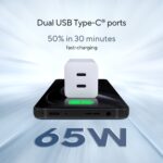 ASUS 65W USB-C GaN Universal Charger with Dual Ports, Fast Charging, White, 1.5m Cable