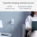 ASUS 65W USB-C GaN Universal Charger with Dual Ports, Fast Charging, White, 1.5m Cable