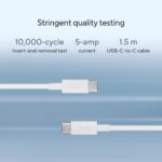ASUS 65W USB-C GaN Universal Charger with Dual Ports, Fast Charging, White, 1.5m Cable
