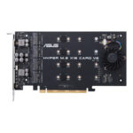 ASUS HYPER M.2 X16 CARD V2 PCIe 3.0 x 16 Adapter, 4x M.2 Slots, 128 Gbit/s Bandwidth