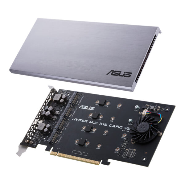 ASUS HYPER M.2 X16 CARD V2 PCIe 3.0 x 16 Adapter, 4x M.2 Slots, 128 Gbit/s Bandwidth