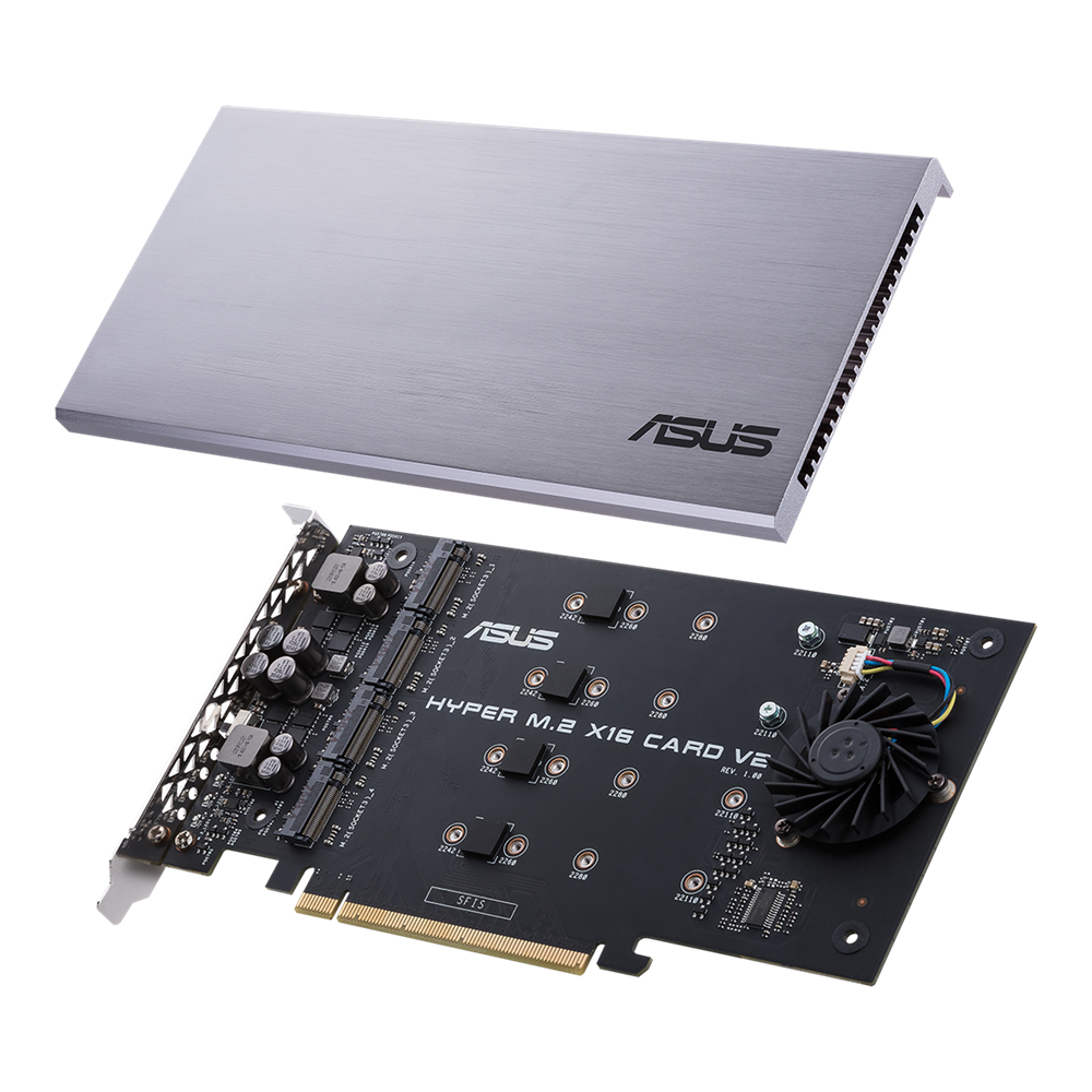ASUS HYPER M.2 X16 CARD V2 PCIe 3.0 x 16 Adapter, 4x M.2 Slots, 128 Gbit/s Bandwidth
