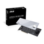 ASUS Hyper M.2 x16 Gen 4 PCIe 4.0 Adapter Card, 4x NVMe M.2 SSD Support, Active Cooling, Silver