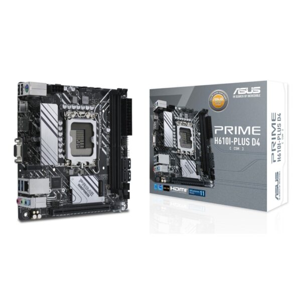 ASUS Prime H610I-PLUS D4-CSM Mini-ITX Motherboard, LGA 1700, Intel H610, DDR4