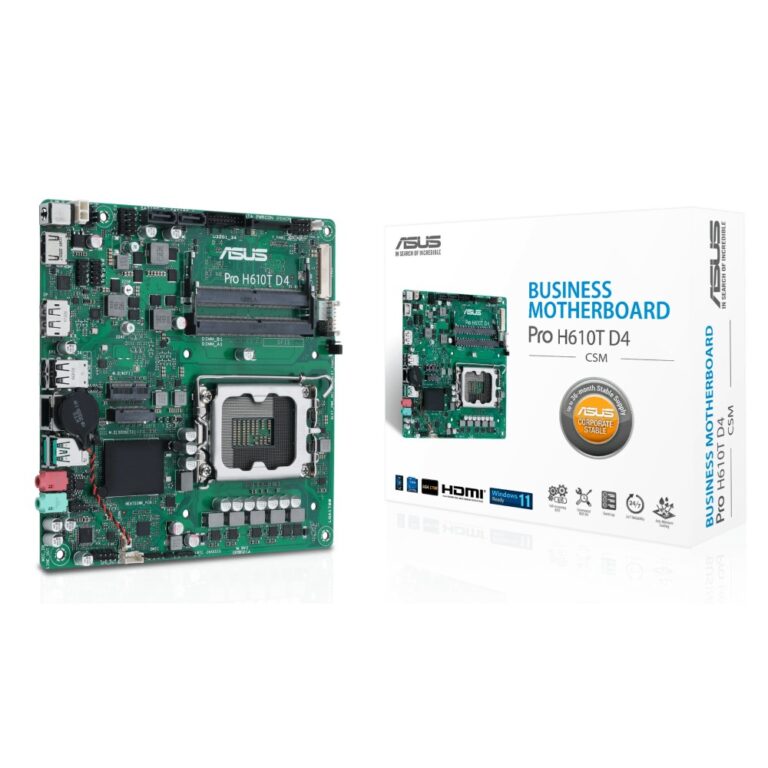 ASUS Pro H610T D4-CSM Intel H610 LGA 1700 Thin Mini ITX Motherboard