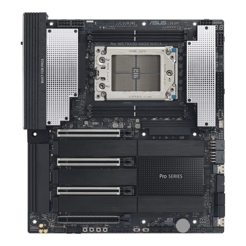 ASUS Pro WS TRX50-SAGE WIFI A Motherboard, AMD TRX50, Socket sTR5, CEB, DDR5, Wi-Fi 7 ASUS Pro WS TRX50-SAGE WIFI A Motherboard, AMD TRX50, Socket sTR5, CEB, DDR5, Wi-Fi 7