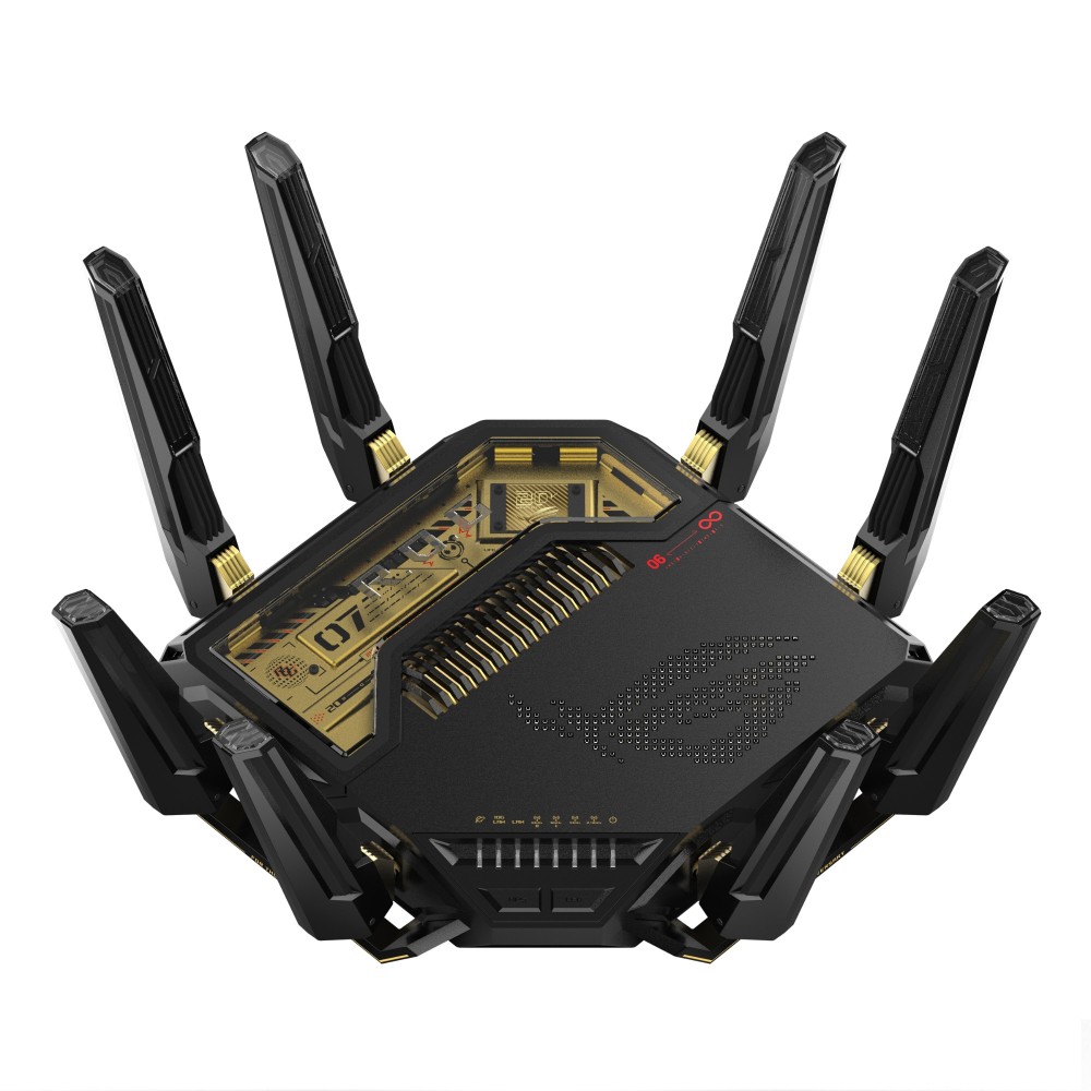 ASUS ROG Rapture GT-BE98 Wi-Fi 7 Quad-band 11529 Mbit/s 10 Gigabit Ethernet Router Black ASUS ROG Rapture GT-BE98 Wi-Fi 7 Quad-band 11529 Mbit/s 10 Gigabit Ethernet Router Black