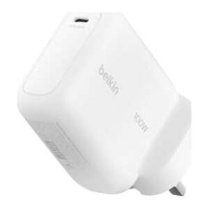 Belkin 100W 1C GaN Wall Charger White with USB 3.2 Gen 1 Type-C Wireless